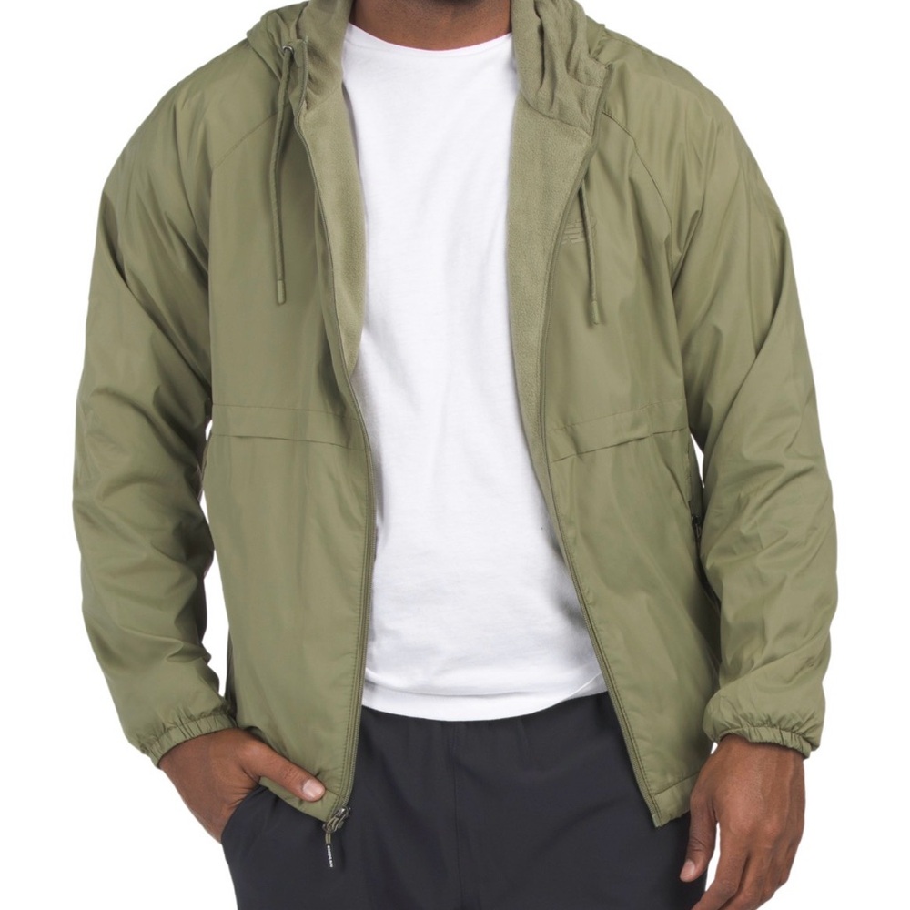 New Balance Mens Medium Full Zip Fleece Lined Sports Training Jacket Olive Green